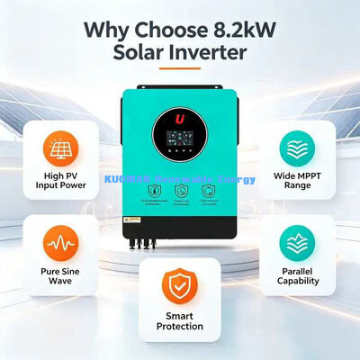 Cargador Inversor Solar Híbrido Todo en Uno de 8.2kW Operación Conectado a Red y Autónoma