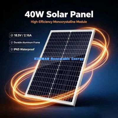 Panel solar monocelular de 40 watts de vidrio templado a prueba de choques Energía de emergencia para camping RV