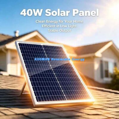 Panel solar monocelular de 40 watts de vidrio templado a prueba de choques Energía de emergencia para camping RV