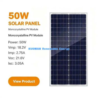 Premium 182mm 28-Cell 50W Panel solar DIY Balcón en el hogar Parte del kit solar fuera de la red