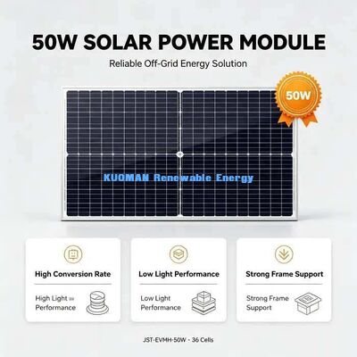 Panel solar monocristalino de 50W resistente al viento y a la nieve
