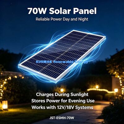 Panel solar monocristalino fuera de la red de 70W con cable de 50 cm personalizable MC4 cargador fotovoltaico para estación de energía de campamento