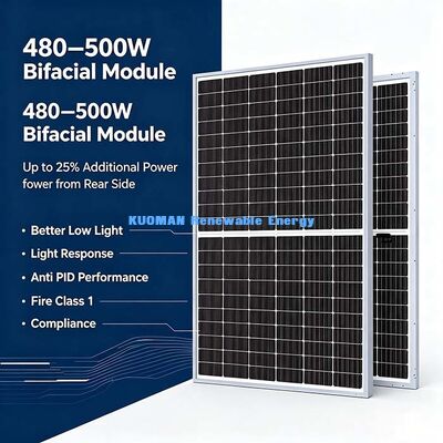 Modulo solar bifacial de amplio rango de temperatura de 490 W, rango de trabajo de 40 °C a + 85 °C