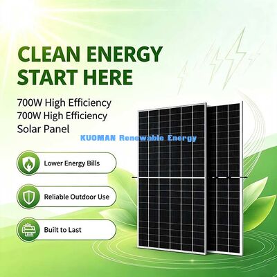 Panel solar bifacial monocristalino fuera de la red de 700 W, fuente de alimentación de día de madrugada y nublado