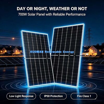 Panel solar bifacial monocristalino fuera de la red de 700 W, fuente de alimentación de día de madrugada y nublado