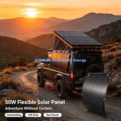 Panel solar flexible enrollable de 50W, energía solar portátil a prueba de intemperie para viajes en RV, paseos en barco y aventuras al aire libre