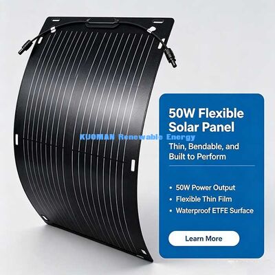 Panel solar flexible de 50W y 360 grados, kit de energía solar plegable de fibra de carbono para RV, yate, balcón y camping