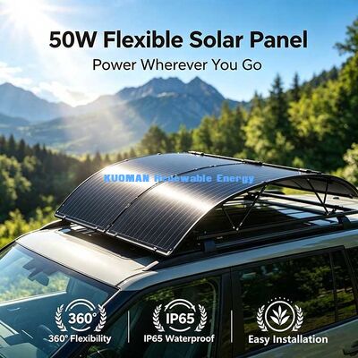 Panel solar flexible de 50W y 360 grados, kit de energía solar plegable de fibra de carbono para RV, yate, balcón y camping