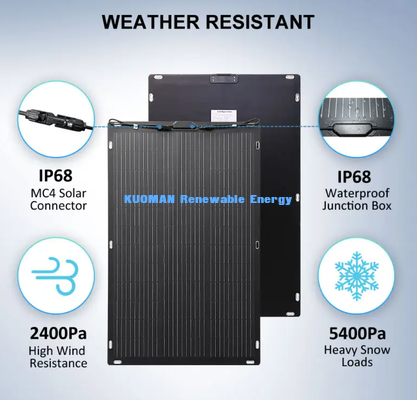Panel solar flexible de 100 W, panel solar de fibra de carbono flexible de 19,4 V para RV Boat Yacht Off-Grid Power