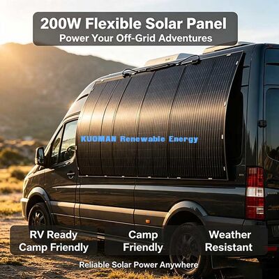 Panel solar flexible de 200W, módulo solar flexible de fibra de carbono 12V cargador de batería para campamento de barcos RV