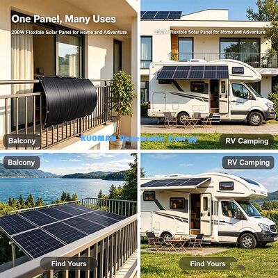 Panel Solar Flexible Antienvejecimiento de 200W, Kit Solar Impermeable y Plegable de 23% de Eficiencia para Proyectos en RV, Yates y Balcones