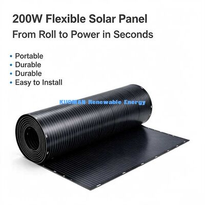 Panel solar flexible de 200W adaptable a la curvatura, alta producción de energía solar fuera de la red para techos de RV, cascos de barcos y paredes curvas