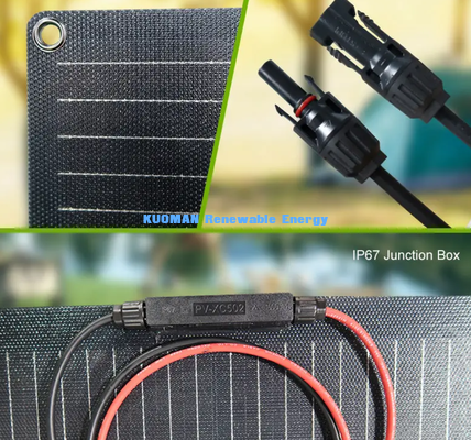 Panel Solar Flexible de 200W con Conector MC4, Módulo Solar Delgado Impermeable para Camper, Yate, Instalación Solar en Balcón