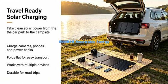 Panel solar plegable resistente al agua de 50W, cargador de corriente continua USB-C para viajes de mochilero