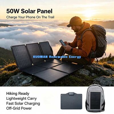 Cargador Solar Plegable Compacto de 50W, Fibra de Carbono Opcional para Aventuras al Aire Libre