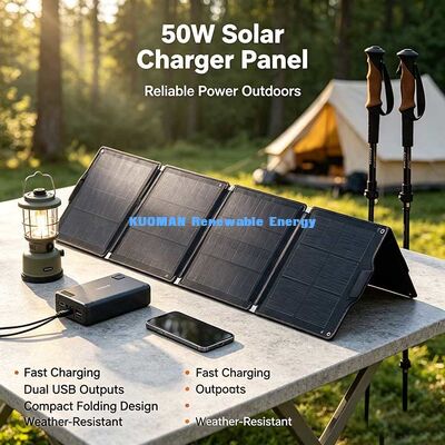 Panel de energía solar plegable de 50 W al aire libre, cargador solar recubierto de ETFE para central eléctrica