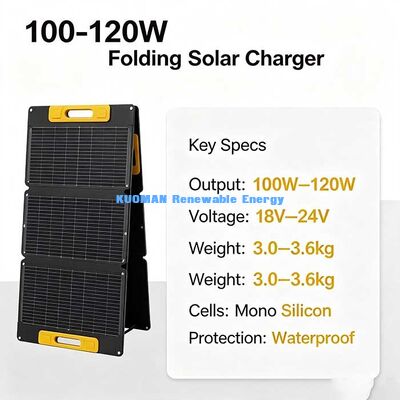 Cargador solar plegable monocristalino de 105W, panel solar portátil impermeable para viajes por carretera en furgoneta