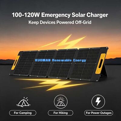Panel solar plegable de alta eficiencia de 100-120W, cargador solar portátil a prueba de salpicaduras para aventuras fuera de la red