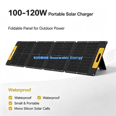 Panel solar plegable portátil de 100W ligero, cargador solar fuera de la red para viajes de senderismo, playa y picnic