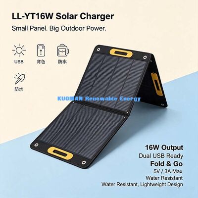 Panel de cargador solar plegable portátil de 16W, energía solar a prueba de salpicaduras para fotografía al aire libre