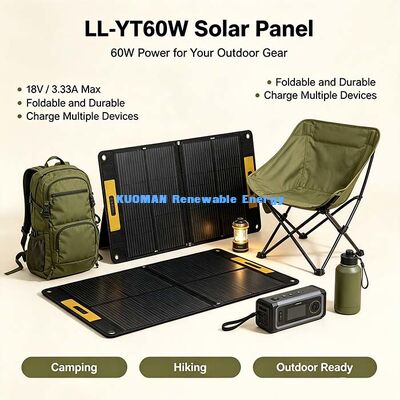 Panel solar plegable de alta eficiencia de 60W, cargador solar ligero para campings RV Van Life