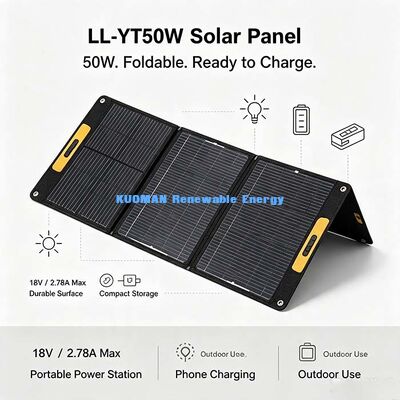 Cargador solar plegable compacto de 60W, panel de energía solar fuera de la red para acampar y respaldo en caso de corte de energía