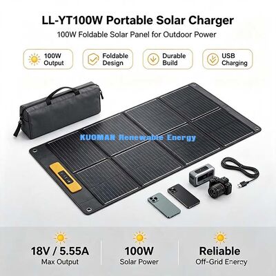 Cargador solar plegable impermeable de 105W, panel solar portátil fuera de la red para viajes largos de camping