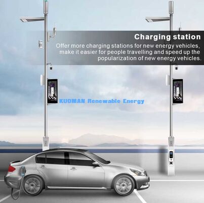 Poste de luz inteligente para ciudad, poste de calle inteligente con cámara CCTV, punto de acceso WiFi y estación de carga para vehículos eléctricos
