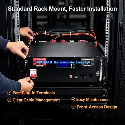 5.12kWh Batería de Litio para Montaje en Rack con Manijas Extraíbles para Fácil Instalación y Mantenimiento en Gabinetes